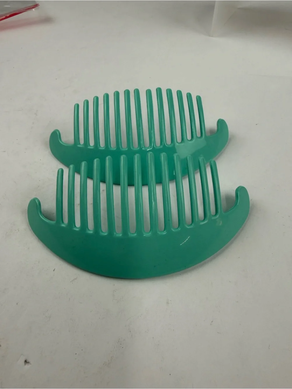 Vintage Goody 80s TZERS Hair Cincher Comb Banana Clip Aqua/Teal Oval 5